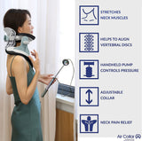 Neck Traction Device by Air Collar - Neck Stretcher - Cervical Traction Device - Neck & Shoulder Pain Relief - Stretcher Collar for Improved Spine Alignment - (2nd Gen - Manual) - See Size Chart*
