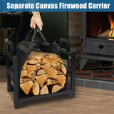 MOFEEZ Firewood Rack Log Holder Indoor with Wood Carrier, Powder-coated Steel Made, Up-loaded to 110lb, 18inch(L) x 13inch(W) x 17inch(H)
