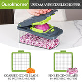 Ourokhome Onion Chopper Dicer with Container, Manual Food Cutter with Handheld Veggie Spiral, Hand Vegetable Mandolin slicer (6 in 1, Gray)