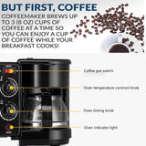 3-In-1 Breakfast Station,Compact Toaster Oven Includes Coffee Maker, Non-Stick Griddle, Toaster Oven, Versatile Breakfast Maker for Apartments Kitchenettes