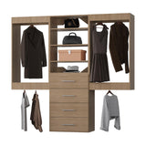 MODCART Modular Closet System, 90" Wide Closet Organizer System with Hanging and Drawers, Wood Tower Closet Storage for Walk In Closets, Wall Mounted Wardrobe Organizer Kit System, Bedroom, Wood