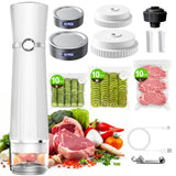 Vacuum Sealer for Food (Compact Vacuum Sealer Machine+30 Reusable Bags+20 Mason Jar Lids+Wine Stopper), Handheld Mason Jar Vacuum Sealer for 10X Preservation & Fresh, 80Kpa Portable Vacuum Food Saver