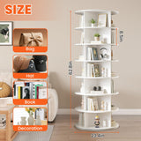 RUNSUNSPRI 7 Tier Rotating Shoe Rack Corner Organizer 360°Rotating Shoe Rack Tower Spinning Shoe Rack Tower for Bedroom Entryway Closet Holds 28-32 Pairs of Shoes Handbags Hats Display Decor