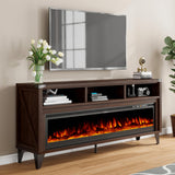 LUXOAK 65" Farmhouse TV Stand with 60" Electric Fireplace for TVs up to 75"