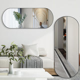 ZHUNFA Arched Full Length Floor Mirror, Oval Full Floor Mirror, Large Wall Mounted Arched-Top Body for Living Room, Bedroom, Bathroom, Entryway, Dressing Room (Black, 64 * 21)