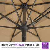 PURPLE LEAF Commercial Market Table Umbrella 13 FT Semi Auto Lift, Beige