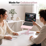 OMOTON LA10 360° Rotating Laptop Stand Riser Foldable for Desk, Pink