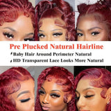 KRKRYQ 40 Inch 99J Burgundy Lace Front Wigs Human Hair Red Burgundy Wig 200% Density 13x6 Deep Wave Lace Front Wigs Human Hair Pre Plucked Glueless Curly Human Hair Wigs for Women