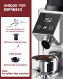 Tuni G1 Conical Burr Coffee Grinder, 48 Grind Settings Anti-static Burr Mill, Precision Electronic Timer and LED Touchscreen, Silver