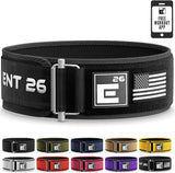 Self-Locking Weight Lifting Belt - Premium Weightlifting Belt for Serious Functional Fitness, Power Lifting, and Olympic Lifting Athletes - Training Belts for Men and Women (Large, Black Custom Patch)