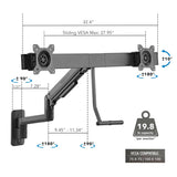 Mount-It! Proflex Dual Monitor Wall Mount with Crossbar