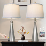 Rinweey 28" Silver Touch Table Lamps Set of 2 with USB A+C Ports, 3-Way Dimmable Bedroom Lamps for Night Stands, Tall Modern Living Room Lamps for End Tables (2 LED Bulbs Included)