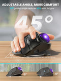 Wireless Trackball Mouse, Adjustable Angle Rechargeable Backlit-Purple Ball