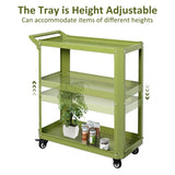 XCX 3 Tier Metal Utility Rolling Cart with Wheels, Green