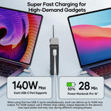 USB C Charger Block 500W, 10-Port Charging Station, GaN PD 140W Type C Fast Charger Hub for MacBook Pro/Air, DELL, iPad, iPhone, Samsung Galaxy, Low Profile Flat Plug