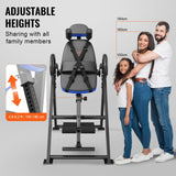 VEVOR Inversion Table, 300 lbs Capacity Heavy Duty Inversion Table, Decompression Back Stretcher Machine, Strength Training Equipment with Headrest, Ankle Lock, Adjustable Protective Belt, Blue/Black