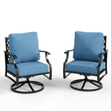 MIXPATIO, 2 Pack, Metal, Swivel Rocking Chairs, 5.75" Cushions, Navy Blue