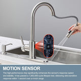 TOYWIA Touchless Kitchen Faucets with Pull Down Sprayer and Soap Dispenser, Brushed Nickel Smart Motion Sensor Stainless Steel Sink Faucet, 1 or 3 Hole Deck Plate Mount for RV, Bar, Outdoor