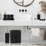 XLHOMO Bathroom Accessories Set - Gorgeous Black Bathroom Set, 10PC Bathroom Accessory Set, Toilet Brush, Trash Can, Qtip Holder & Soap Dispenser