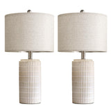 PoKat 23" Modern Ceramic Table Lamp Set of 2 for Living Room White Desk Lamps for Bedroom Farmhouse Bedside Nightstand Lamp House Warming Gifts New Home Decor End Table Lamps Gifts for Women Mom Beige