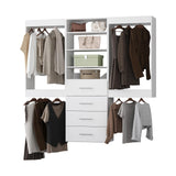 MODCART Modular Closet 90" Hanging & Drawers, Wooden Tower for Walk-In Closets, White Wall-Mounted Wardrobe Organizer
