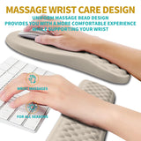 Hokafenle 2 in 1 Ergonomic Mouse Pad Wrist Support & Wrist Rest for Computer Keyboard Set, with Relieve Carpal Tunnel Pain Massage Bulge and Full Memory Gel Design (2In1 Set - Apricot)