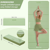 Foldable Yoga Mat, 74"Lx32"Wx1/3"Thick, Folding Exercise Mat, Non-slip Wide Pilates Mats for Home Workout/Travel, Portable Yoga Mat Thick (Green)