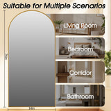 NBGV 76"x34" Floor Mirror Full Length, Arched Full Length Mirror with Stand, Large Full Body Mirrors for Bedroom Living Room or Cloakroom Gold