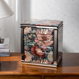 Homruilink High End Glass Jewelry Box for Women, 5 Layer,Peony