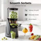 EanOruus Juicer Machines, 3-in-1 Cold Press Juicer with 6.5" Extra Large Chute, 100oz Large Capacity, AC Motor, Makes Juice, Nut Milk & Sorbet, Premium Gray