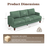 Gericco Mid Century Modern 89" 3-Seater Couch for Living Room, Green