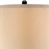 John Timberland Mission Cage Table Lamps 33" Tall Set of 2 with Nightlight Lantern Brushed Iron Brown Beige Fabric Shade for Living Room Bedroom House Bedside Nightstand Home Office Entryway