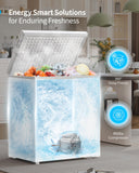 Muhub 7.0 Cubic Feet Chest Freezer, White Deep Freezer with Removable Baskets, Free Standing Top Open Door Compact Freezer with Adjustable Temperature (7.0 Cu.Ft)