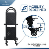 Rolling Library Book Cart – Moveable Book Organization Solution with Lockable Wheels, 34" Tall and Double-Sided OFFICEROO