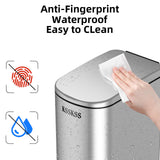 2.6 Gallon Slim Bathroom Trash Can with Soft Close Lid, 10L Stainless Steel Garbage Can with Removable Liner Bucket