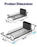 Kitsure Dish Drying Rack - Expandable Dish Rack for Kitchen Counter, Over Sink Or in Sink, Space-Saving Plates Dryer with Cutlery Holder & Drip Tray, 14.0"-20.9" L x 6.3" W x 8.0" H, Black