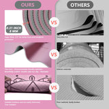 Yoga Mat Pink Extra Thick 8MM, High Density Exercise Mats Non Slip for Home Workout, Pilates Mat with Strap for Women Men, Eco Friendly Mat Thick FARINOK