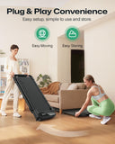 UREVO Strol 2E Smart 2-in-1 Folding Walking Pad Treadmill with APP, 12% Incline, Compact Walking Pad with Safety Handle, Plug & Play, Desk Treadmill with LED Display, Walking & Running for Home Office