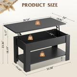 WLIVE Lift Top Coffee Table for Living Room/Dining/Office, Retro Black