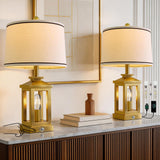 G-SAFAVA 24" Table Lamps for Living Room Bedroom Modern Gold Bedside Lamps Set of 2 Nightstand Lamps for Night Stands 3 Way Dimmable Touch Lamp with USB C+A Ports and 2 Light Sources, 4 Bulbs Includes