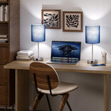 Blue Touch Lamps for Nightstand Set of 2 - Bedside Table Lamp for Bedroom with Dual USB Ports & AC Outlet, 3-Way Dimmable Lamps for Living Room Boys Room, Night Light with 5000K Daylight Bulbs
