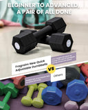 Adjustable Dumbbells Set, 4 in 1 Hand Weights Set for Women Men 10 LB Dumbbell Pair Each 2lbs 3lbs 4lbs 5lbs Weights Dumbbells Set with TPU Soft Rubber Handle for Home Gym Exercise Fitness - Black