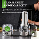 Electric Salt and Pepper Grinder Mill Set, 90ml Rechargeable Automatic Salt and Pepper Shakers with Dusty Tray, LED Lights, 5 Adjustable Coarseness for Kitchen, Outdoor Birthday Gifts for Women Mom