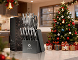 ASETY Knife Set - Ultra Sharp Knives Set for Kitchen with block, 15 PCS Stainless Steel Knife Set with Built-in Sharpener, Ergonomic Non-Slip Handle, Elegant Box for Men Women, Fathers day