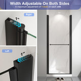 EASYWORC Frameless Pivot Shower Door 26"-28" W x 72" H, Swing Shower Glass Doors with Nano Explosion-Proof Film Tempered Glass 1/4"(6mm) Reversible Installtion, Matte Black Finish