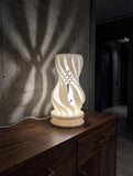 MAKER 3D Twist Spiral Table Lamp in White - Handmade 3D Printed Shadow Projection Night Light, Dimmable USB LED Bedside Accent Lamp for Bedroom, Nursery and Office Desk Decor