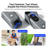 Wireless Dual‑Lens Video Doorbell with 8" Touchscreen Monitor,WiFi Dual‑Cam Door Phone Intercom System,Head‑to‑Toe View,Motion Detection,2‑Way Audio,Night Vision,Local Storage No Monthly Fee,Tuya APP