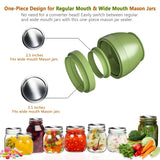 Zivif Electric Mason Jar Vacuum Sealer, Rechargeable Vacuum Sealing Kit for Wide & Regular Mouth Mason Jars, Automatic Jar Sealer for Canning and Food Storage, Includes Lids & Accessories, Green