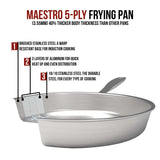 5-Ply Stainless Steel Frying Pan Non Toxic Cookware Stay Cool Handle 11" PFAS, PFOA & PFTE Free, for Cooking Pan Set Alva