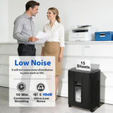 Low Noise 48dB Paper Shredder for Home, 15-Sheet Cross Cut, CD/Credit Card Office Shredder